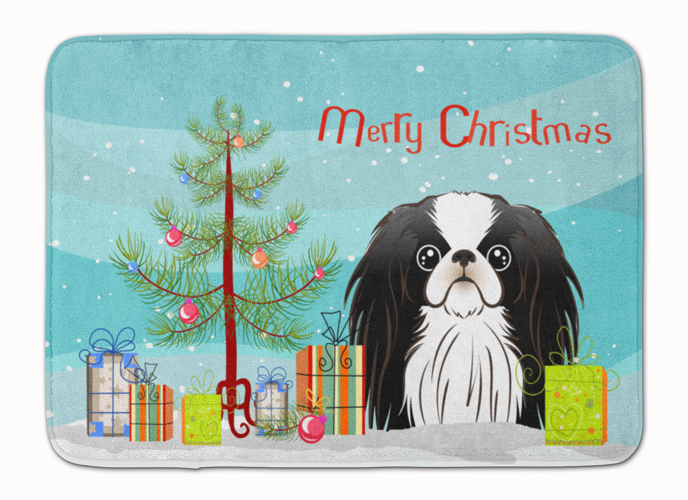 Christmas Tree and Japanese Chin Memory Foam Kitchen Mat Machine Washable Anti-Fatigue Cushion Comfort Bath or Kitchen Rug