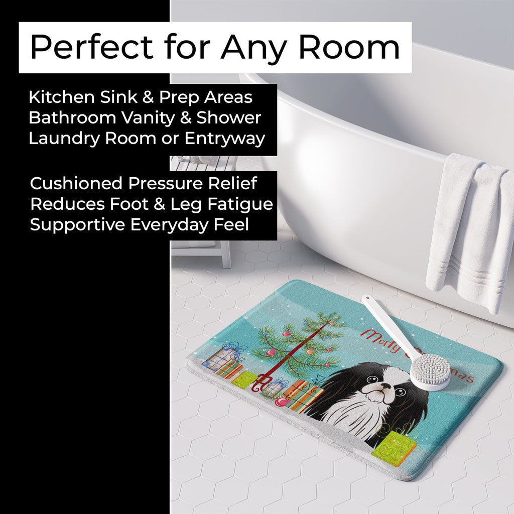 Christmas Tree and Japanese Chin Memory Foam Kitchen Mat Machine Washable Anti-Fatigue Cushion Comfort Bath or Kitchen Rug