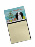 Christmas Tree and Japanese Chin Watercolor Sticky Note Holder Refillable Dispenser Desk Accessory 3x3 Pad Gift