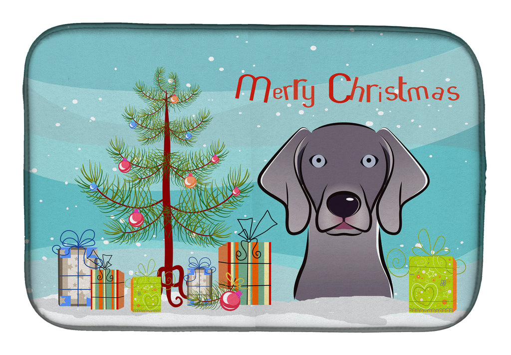Christmas Tree and Weimaraner Dish Drying Mat Absorbent Dish Drying Mat Pad for Kitchen Counter Dish Drainer Mat for Countertop, 14 x 21", Multicolor