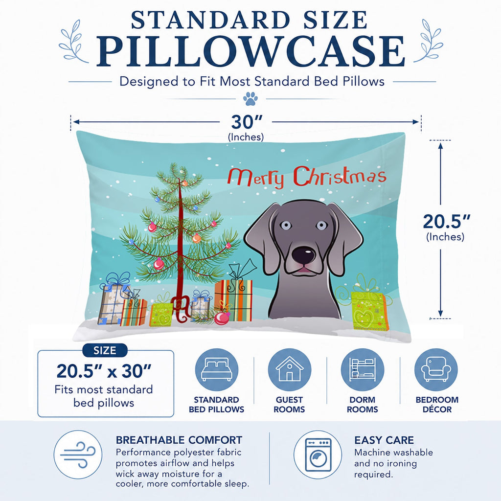 Christmas Tree and Weimaraner Standard Pillowcase Lightweight Super Soft Easy Care Decorative Artwork Pillowcase, Standard