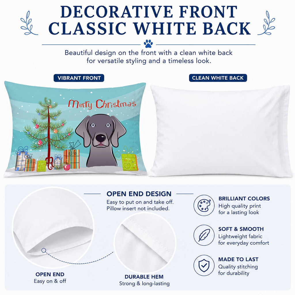 Christmas Tree and Weimaraner Standard Pillowcase Lightweight Super Soft Easy Care Decorative Artwork Pillowcase, Standard