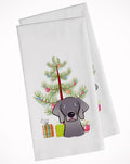 Christmas Tree and Weimaraner Kitchen Towel Set of 2 White Dish Towels Decorative Bathroom Hand towel for Hand, Face, Hair, Yoga, Tea, Dishcloth, 19 X 28", White