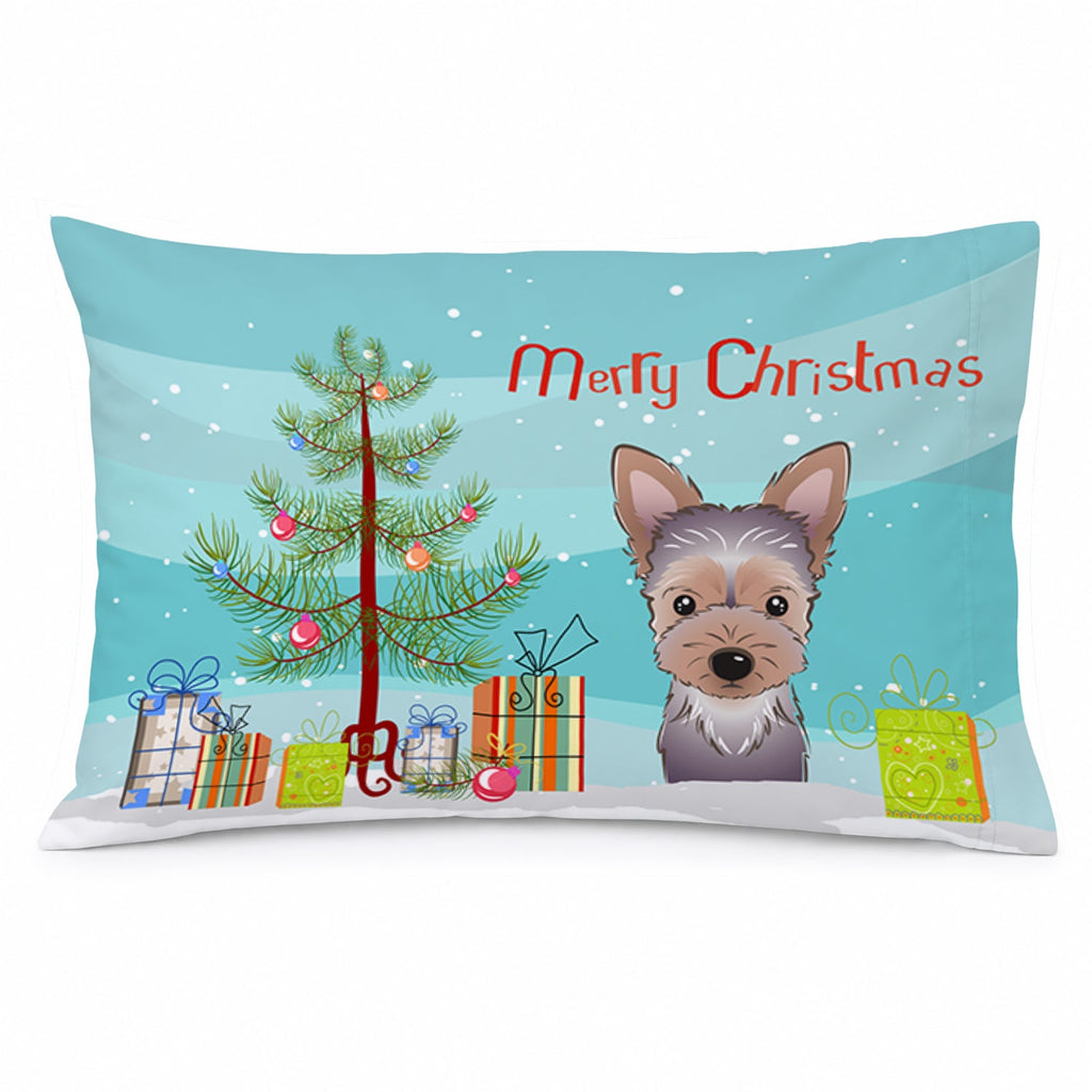 Christmas Tree and Yorkie Puppy Standard Pillowcase Lightweight Super Soft Easy Care Decorative Artwork Pillowcase, Standard