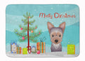 Christmas Tree and Yorkie Puppy Memory Foam Kitchen Mat Machine Washable Anti-Fatigue Cushion Comfort Bath or Kitchen Rug