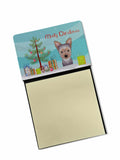Christmas Tree and Yorkie Puppy Watercolor Sticky Note Holder Refillable Dispenser Desk Accessory 3x3 Pad Gift