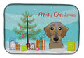Christmas Tree and Wirehaired Dachshund Dish Drying Mat Absorbent Dish Drying Mat Pad for Kitchen Counter Dish Drainer Mat for Countertop, 14 x 21", Multicolor
