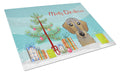 Christmas Tree and Wirehaired Dachshund Cutting Board Tempered Glass Kitchen Cutting Surface, Heat Resistant Chopping, Non-Slip Feet, Food Prep & Serving