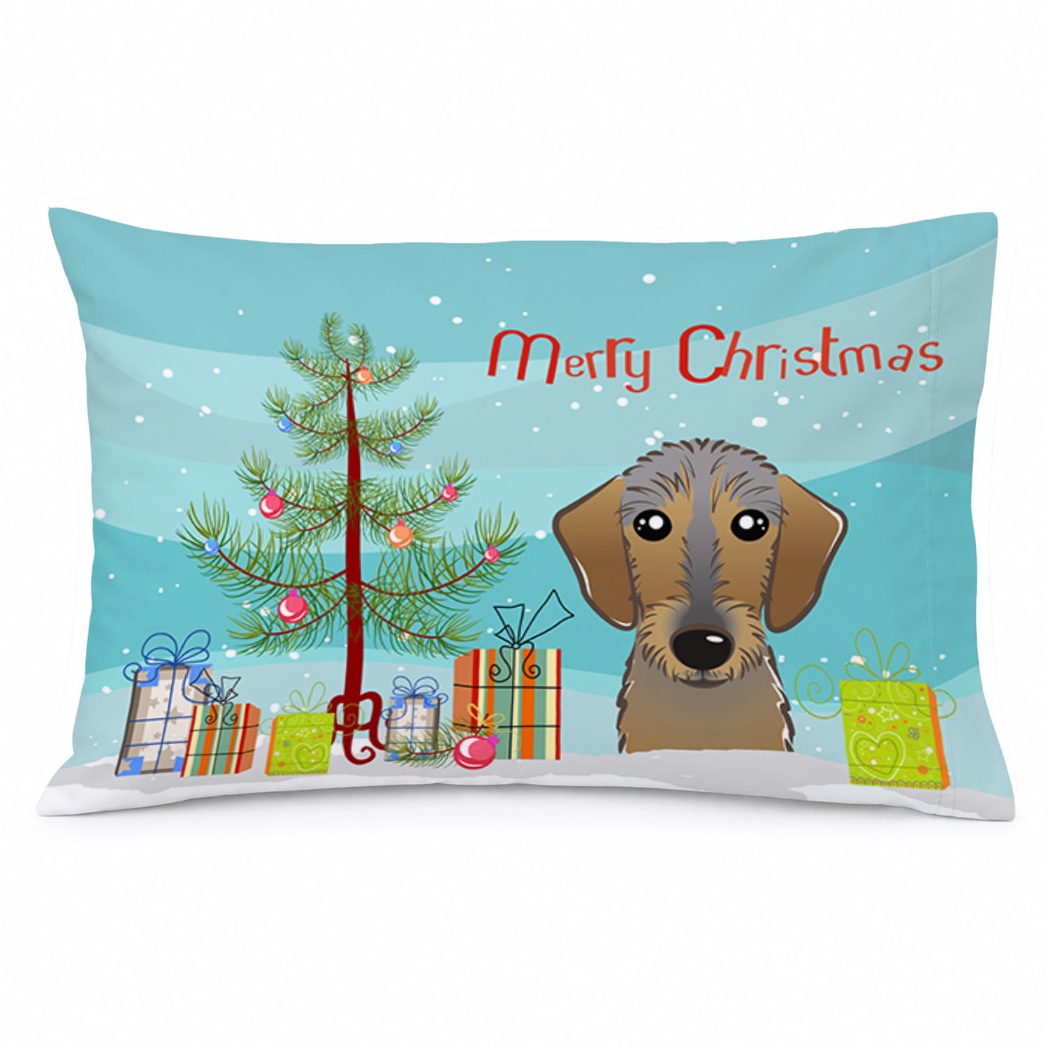 Christmas Tree and Wirehaired Dachshund Standard Pillowcase Lightweight Super Soft Easy Care Decorative Artwork Pillowcase, Standard