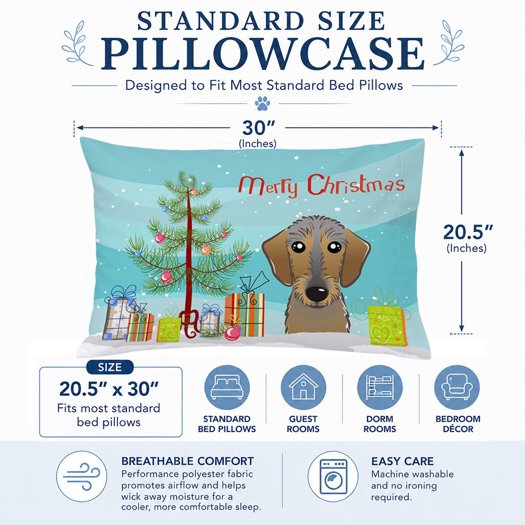 Christmas Tree and Wirehaired Dachshund Standard Pillowcase Lightweight Super Soft Easy Care Decorative Artwork Pillowcase, Standard