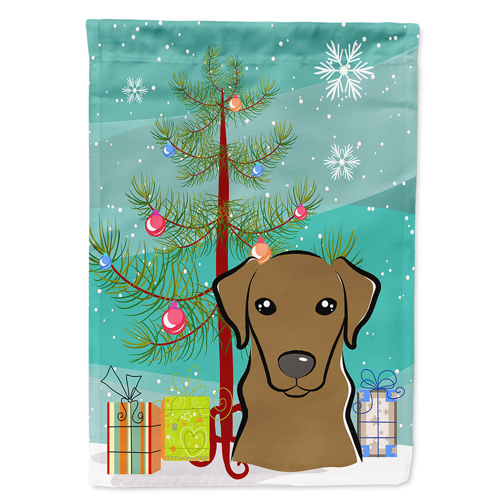 Christmas Tree and Chocolate Labrador House Flag 28x40 Porch Sleeve Pole Decorative Outside Yard Banner Artwork Wall Hanging, Polyester