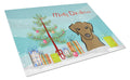Christmas Tree and Chocolate Labrador Cutting Board Tempered Glass Kitchen Cutting Surface, Heat Resistant Chopping, Non-Slip Feet, Food Prep & Serving