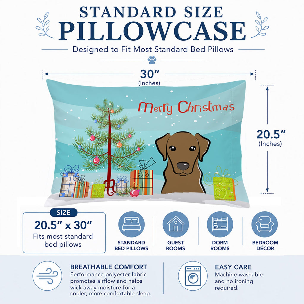 Christmas Tree and Chocolate Labrador Standard Pillowcase Lightweight Super Soft Easy Care Decorative Artwork Pillowcase, Standard