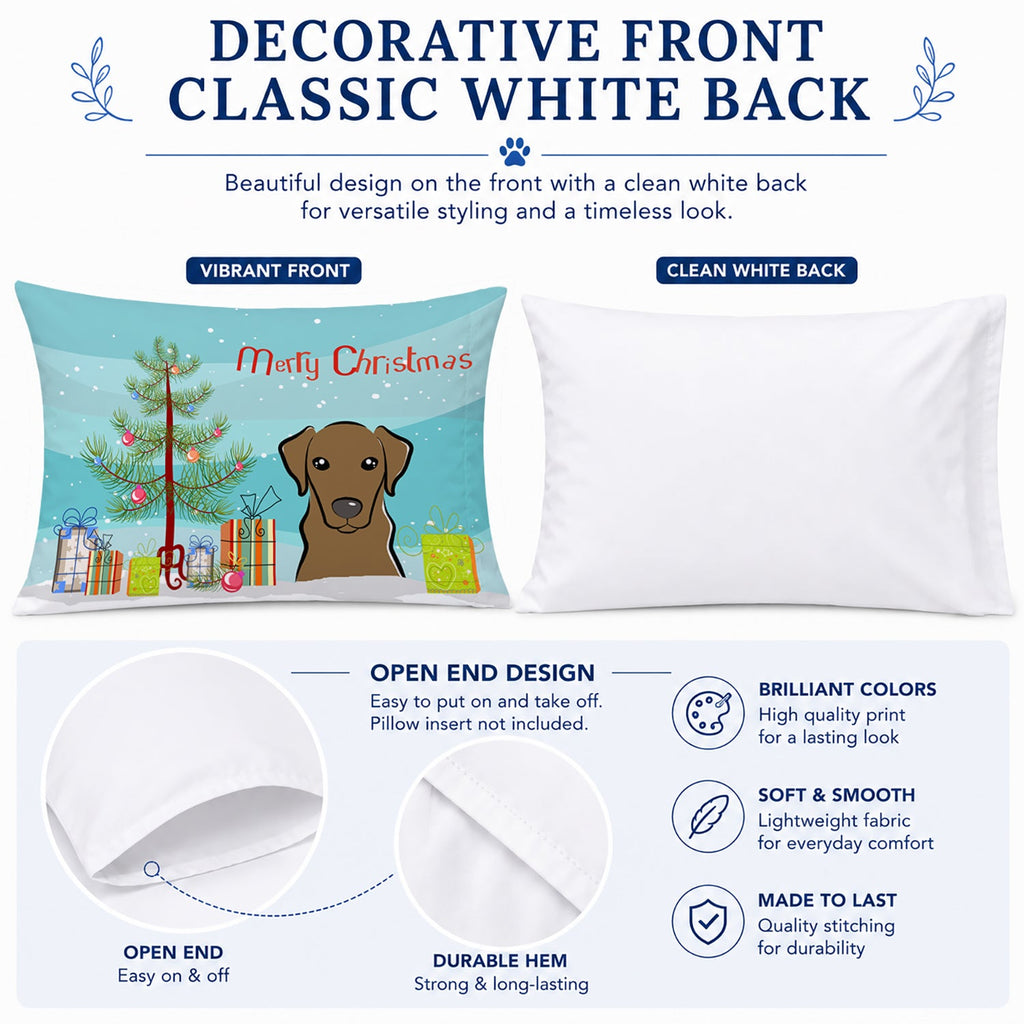 Christmas Tree and Chocolate Labrador Standard Pillowcase Lightweight Super Soft Easy Care Decorative Artwork Pillowcase, Standard