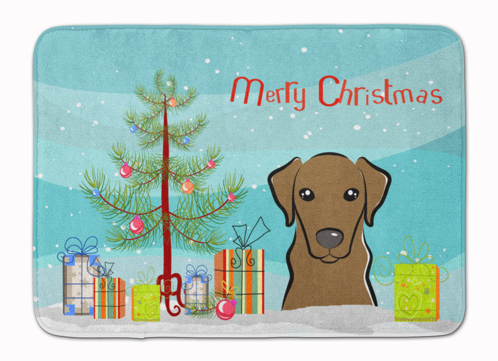 Christmas Tree and Chocolate Labrador Memory Foam Kitchen Mat Machine Washable Anti-Fatigue Cushion Comfort Bath or Kitchen Rug