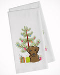 Christmas Tree and Chocolate Labrador Kitchen Towel Set of 2 White Dish Towels Decorative Bathroom Hand towel for Hand, Face, Hair, Yoga, Tea, Dishcloth, 19 X 28", White