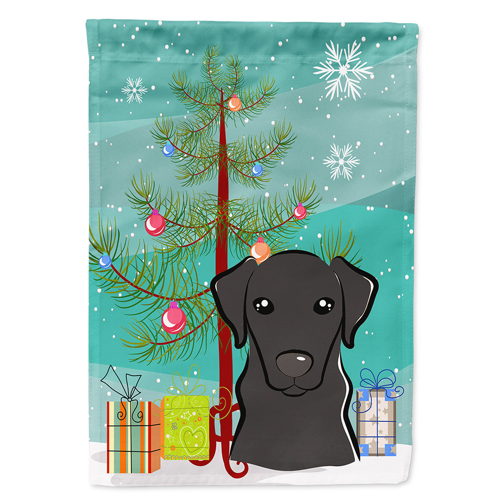 Christmas Tree and Black Labrador House Flag 28x40 Porch Sleeve Pole Decorative Outside Yard Banner Artwork Wall Hanging, Polyester