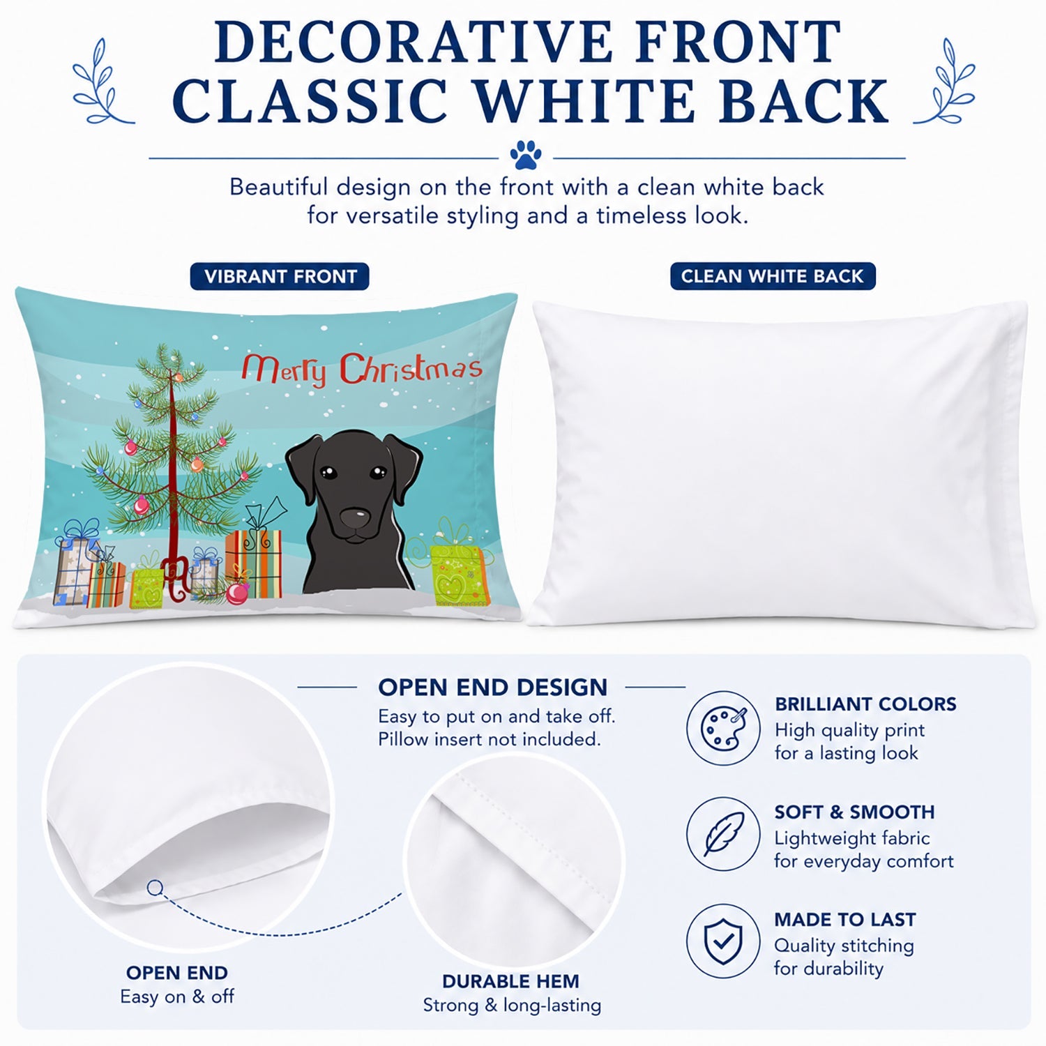 Christmas Tree and Black Labrador Standard Pillowcase Lightweight Super Soft Easy Care Decorative Artwork Pillowcase, Standard