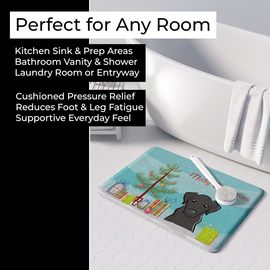 Christmas Tree and Black Labrador Memory Foam Kitchen Mat Machine Washable Anti-Fatigue Cushion Comfort Bath or Kitchen Rug