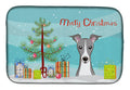 Christmas Tree and Italian Greyhound Dish Drying Mat Absorbent Dish Drying Mat Pad for Kitchen Counter Dish Drainer Mat for Countertop, 14 x 21", Multicolor