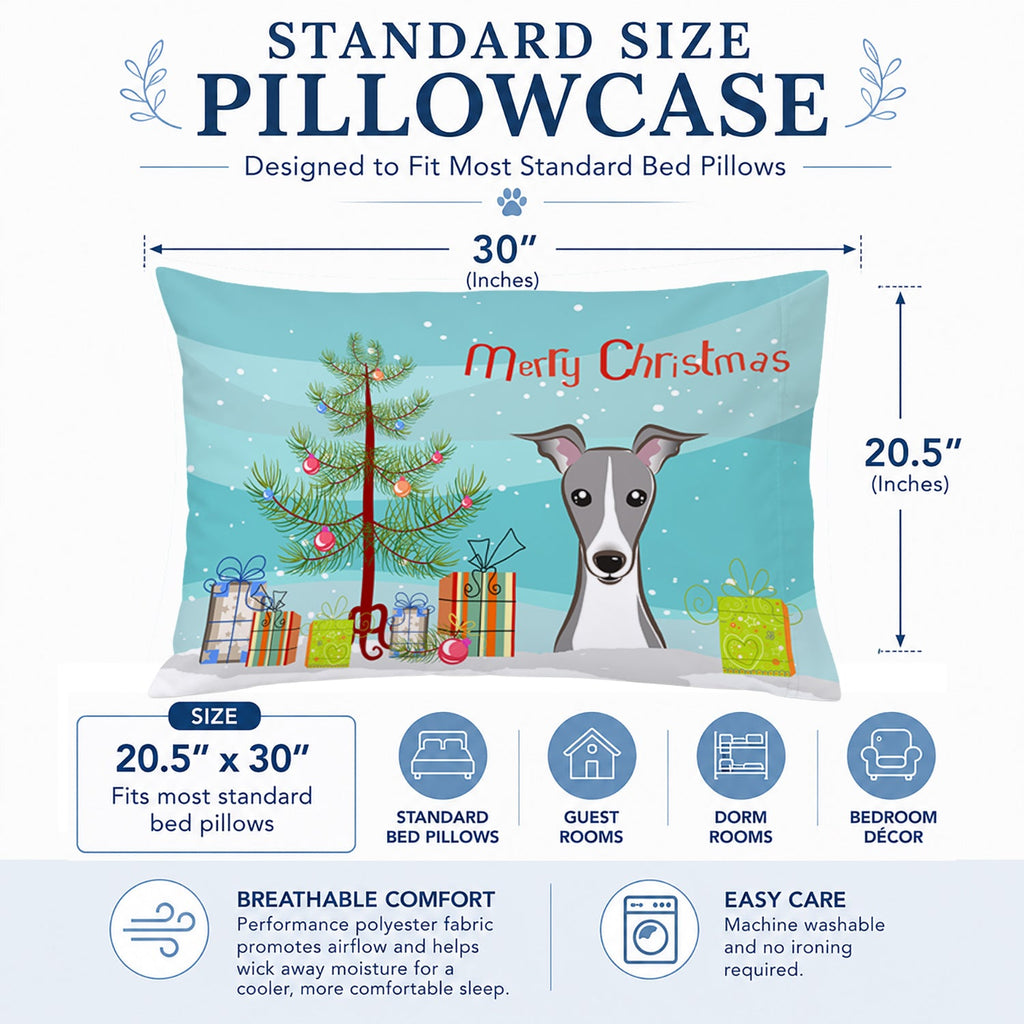 Christmas Tree and Italian Greyhound Standard Pillowcase Lightweight Super Soft Easy Care Decorative Artwork Pillowcase, Standard