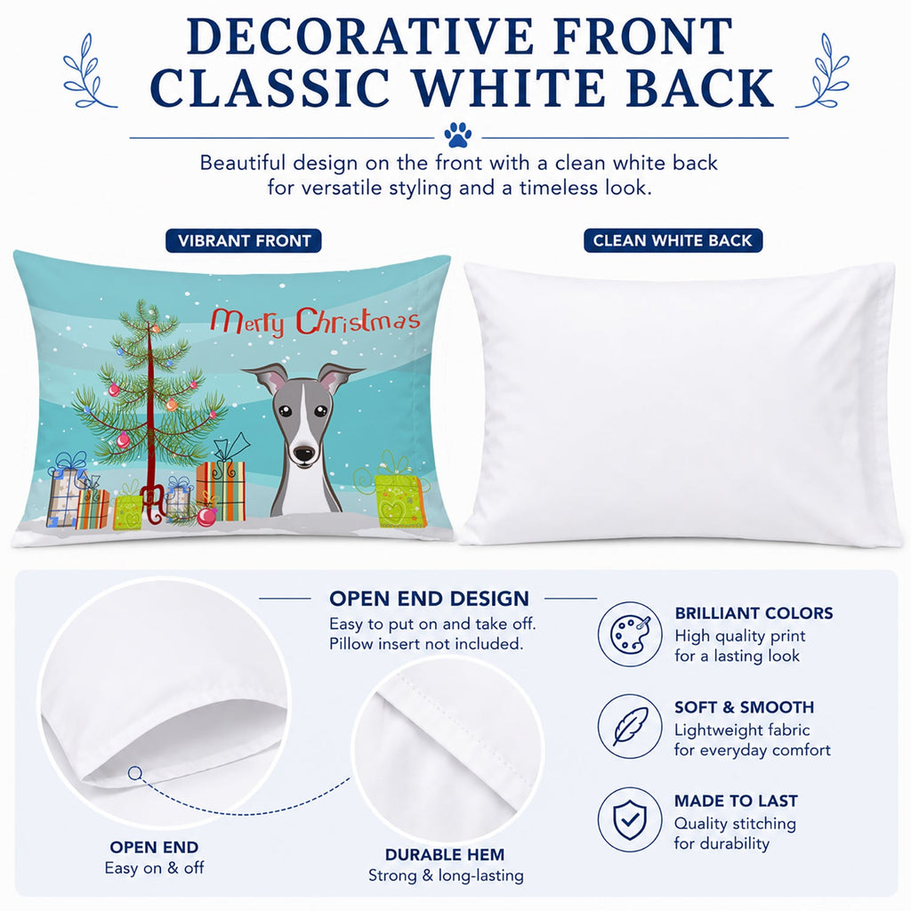 Christmas Tree and Italian Greyhound Standard Pillowcase Lightweight Super Soft Easy Care Decorative Artwork Pillowcase, Standard
