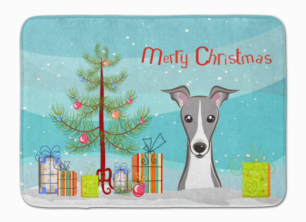 Christmas Tree and Italian Greyhound Memory Foam Kitchen Mat Machine Washable Anti-Fatigue Cushion Comfort Bath or Kitchen Rug