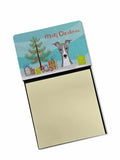 Christmas Tree and Italian Greyhound Watercolor Sticky Note Holder Refillable Dispenser Desk Accessory 3x3 Pad Gift