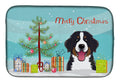 Christmas Tree and Bernese Mountain Dog Dish Drying Mat Absorbent Dish Drying Mat Pad for Kitchen Counter Dish Drainer Mat for Countertop, 14 x 21", Multicolor