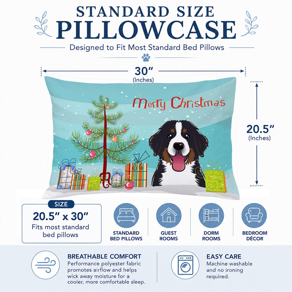 Christmas Tree and Bernese Mountain Dog Standard Pillowcase Lightweight Super Soft Easy Care Decorative Artwork Pillowcase, Standard
