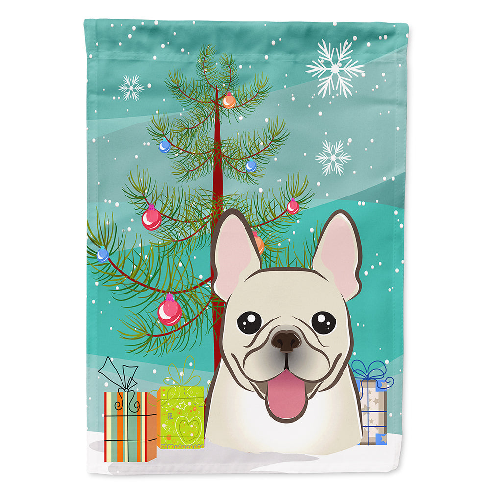 Christmas Tree and French Bulldog House Flag 28x40 Porch Sleeve Pole Decorative Outside Yard Banner Artwork Wall Hanging, Polyester