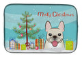 Christmas Tree and French Bulldog Dish Drying Mat Absorbent Dish Drying Mat Pad for Kitchen Counter Dish Drainer Mat for Countertop, 14 x 21", Multicolor