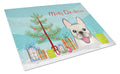 Christmas Tree and French Bulldog Cutting Board Tempered Glass Kitchen Cutting Surface, Heat Resistant Chopping, Non-Slip Feet, Food Prep & Serving