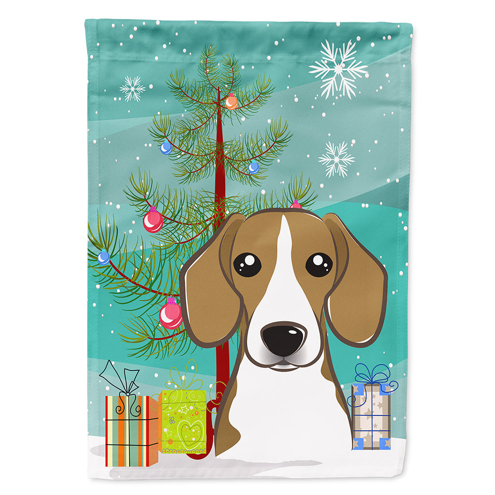 Christmas Tree and Beagle House Flag 28x40 Porch Sleeve Pole Decorative Outside Yard Banner Artwork Wall Hanging, Polyester