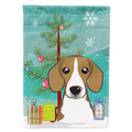 Christmas Tree and Beagle House Flag 28x40 Porch Sleeve Pole Decorative Outside Yard Banner Artwork Wall Hanging, Polyester