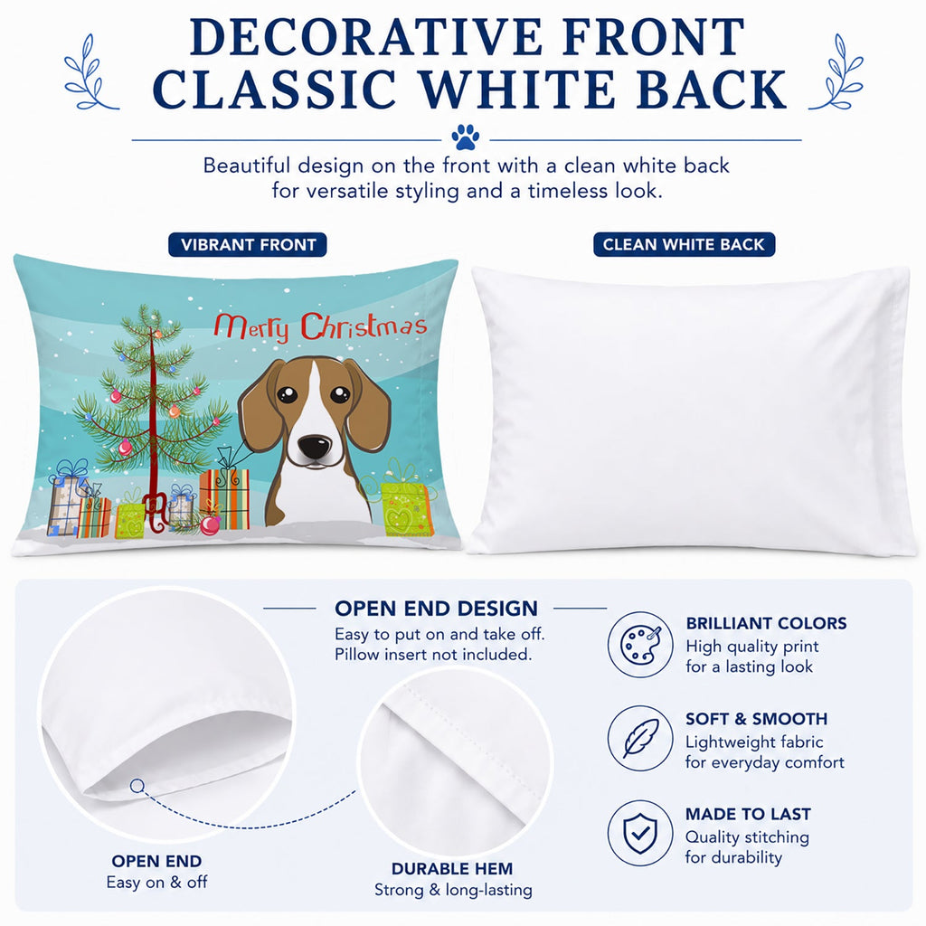 Christmas Tree and Beagle Standard Pillowcase Lightweight Super Soft Easy Care Decorative Artwork Pillowcase, Standard