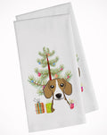 Christmas Tree and Beagle Kitchen Towel Set of 2 White Dish Towels Decorative Bathroom Hand towel for Hand, Face, Hair, Yoga, Tea, Dishcloth, 19 X 28", White