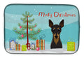 Christmas Tree and Min Pin Dish Drying Mat Absorbent Dish Drying Mat Pad for Kitchen Counter Dish Drainer Mat for Countertop, 14 x 21", Multicolor