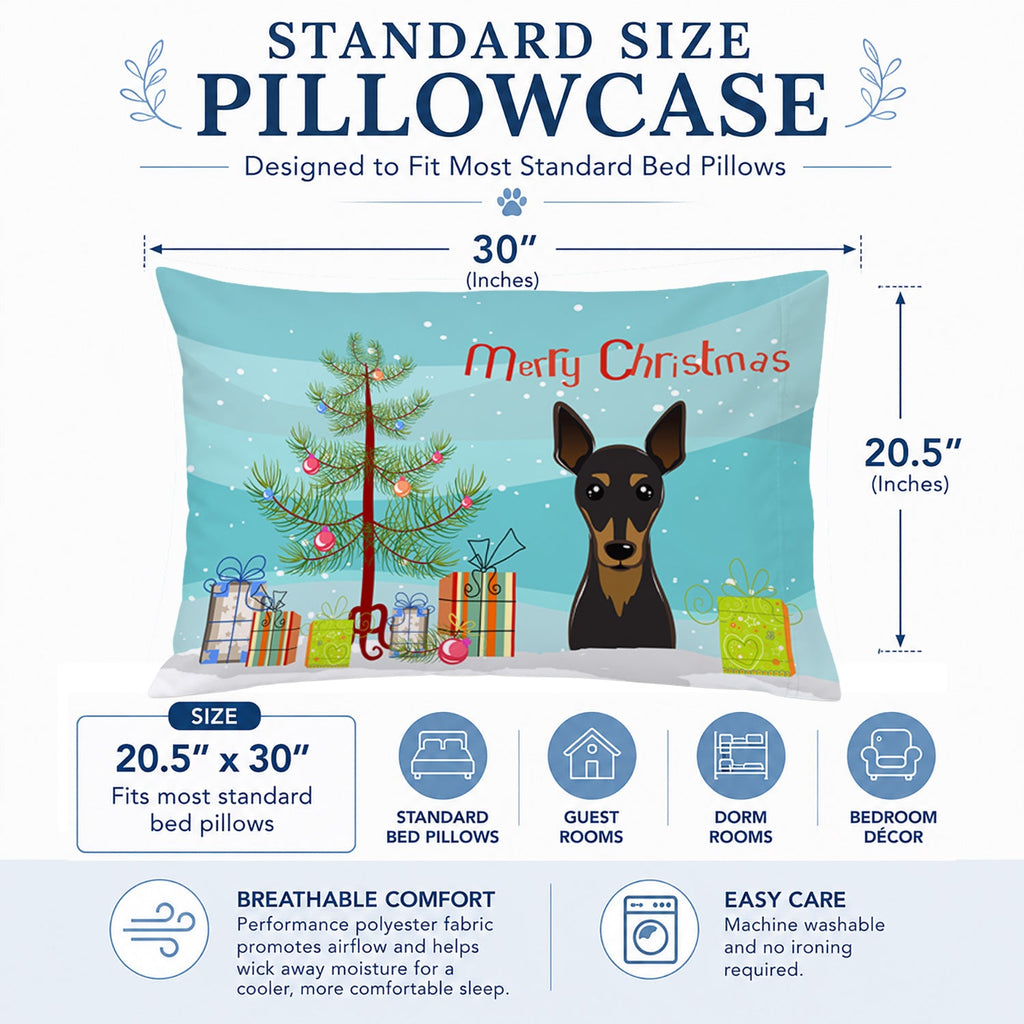 Christmas Tree and Min Pin Standard Pillowcase Lightweight Super Soft Easy Care Decorative Artwork Pillowcase, Standard