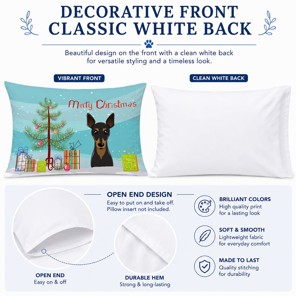 Christmas Tree and Min Pin Standard Pillowcase Lightweight Super Soft Easy Care Decorative Artwork Pillowcase, Standard