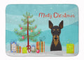 Christmas Tree and Min Pin Memory Foam Kitchen Mat Machine Washable Anti-Fatigue Cushion Comfort Bath or Kitchen Rug