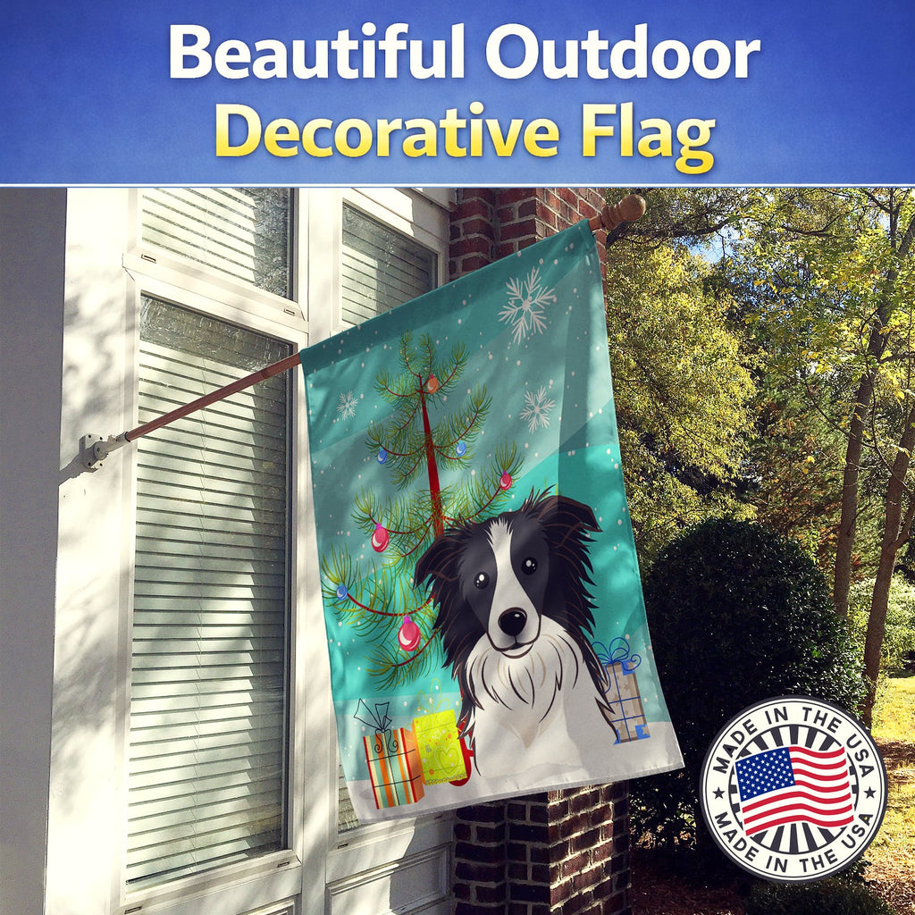 Christmas Tree and Border Collie House Flag 28x40 Porch Sleeve Pole Decorative Outside Yard Banner Artwork Wall Hanging, Polyester