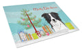 Christmas Tree and Border Collie Cutting Board Tempered Glass Kitchen Cutting Surface, Heat Resistant Chopping, Non-Slip Feet, Food Prep & Serving