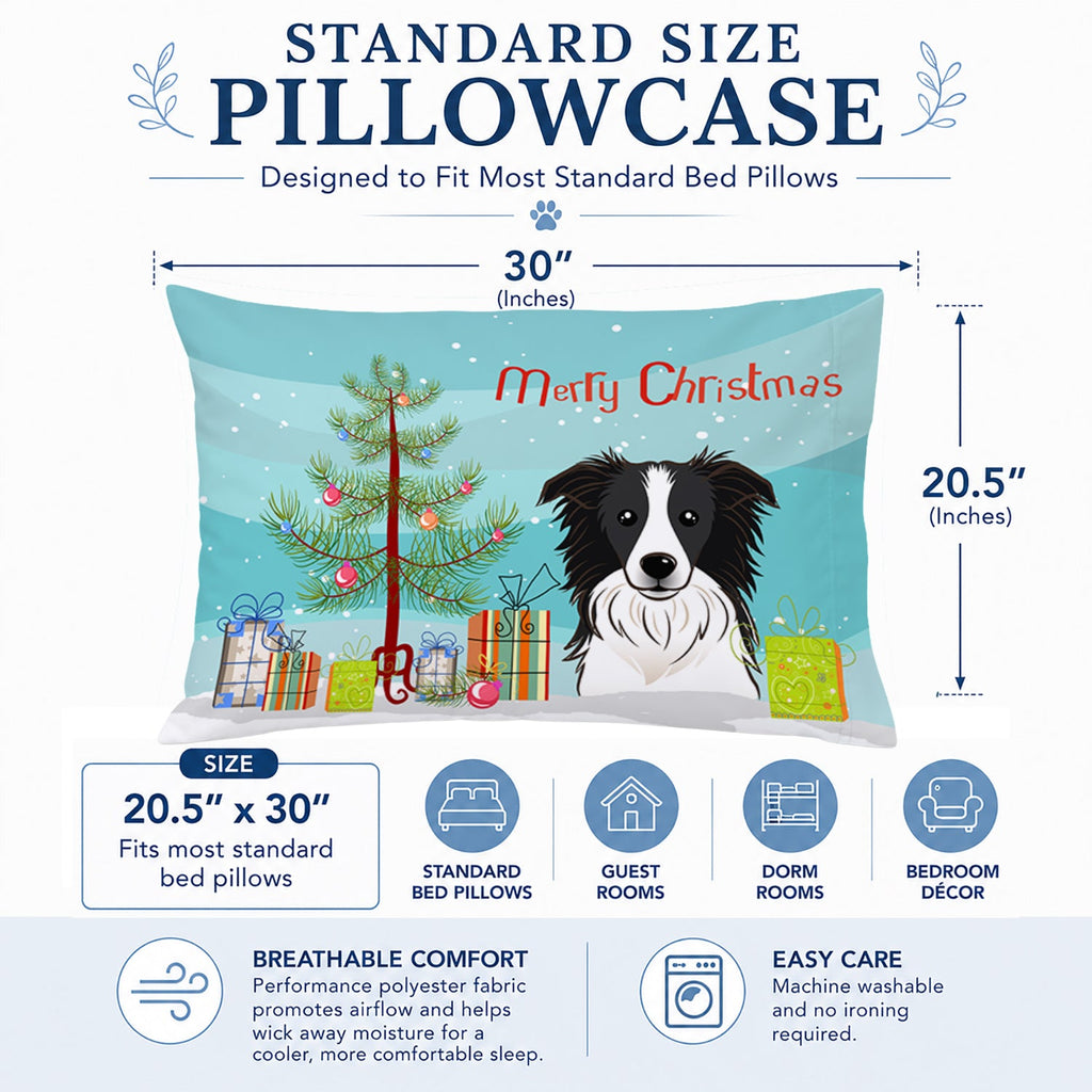 Christmas Tree and Border Collie Standard Pillowcase Lightweight Super Soft Easy Care Decorative Artwork Pillowcase, Standard