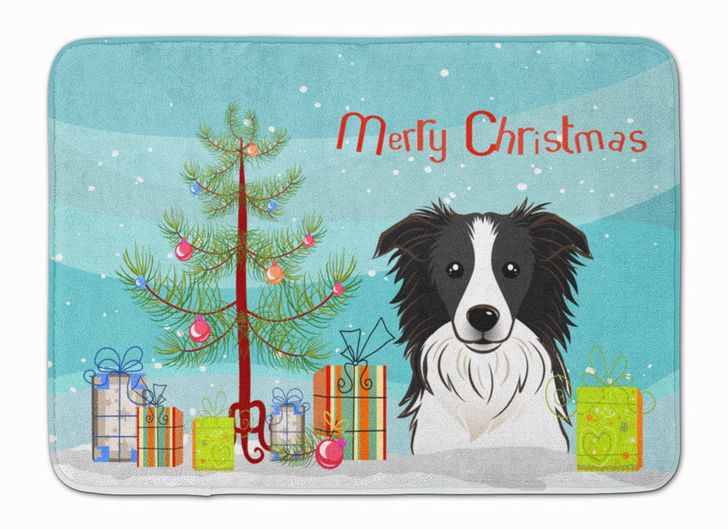 Christmas Tree and Border Collie Memory Foam Kitchen Mat Machine Washable Anti-Fatigue Cushion Comfort Bath or Kitchen Rug
