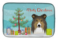 Christmas Tree and Sheltie Dish Drying Mat Absorbent Dish Drying Mat Pad for Kitchen Counter Dish Drainer Mat for Countertop, 14 x 21", Multicolor