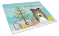 Christmas Tree and Sheltie Cutting Board Tempered Glass Kitchen Cutting Surface, Heat Resistant Chopping, Non-Slip Feet, Food Prep & Serving