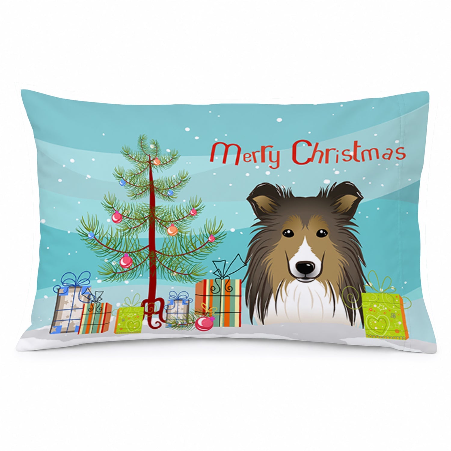 Christmas Tree and Sheltie Standard Pillowcase Lightweight Super Soft Easy Care Decorative Artwork Pillowcase, Standard