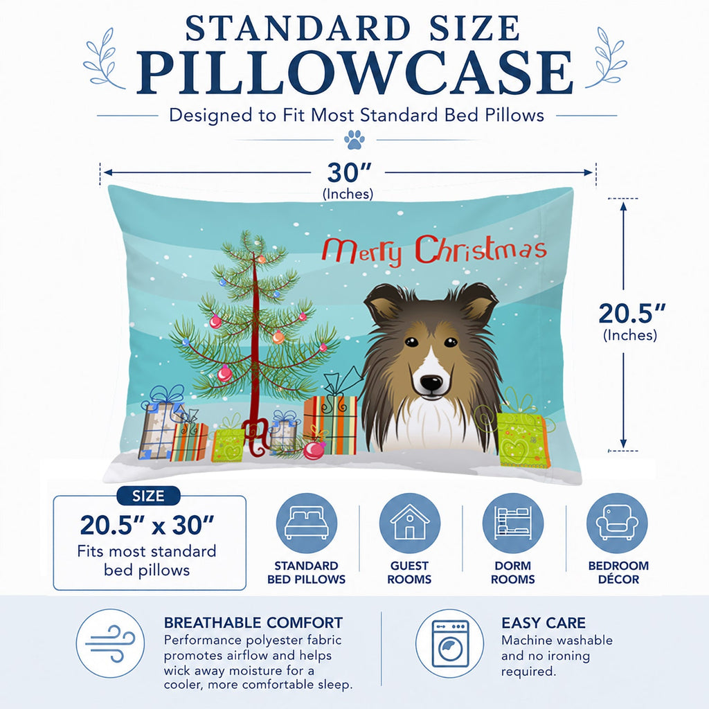 Christmas Tree and Sheltie Standard Pillowcase Lightweight Super Soft Easy Care Decorative Artwork Pillowcase, Standard