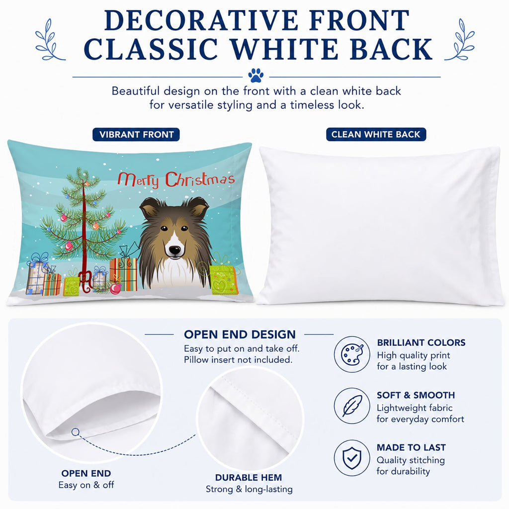 Christmas Tree and Sheltie Standard Pillowcase Lightweight Super Soft Easy Care Decorative Artwork Pillowcase, Standard